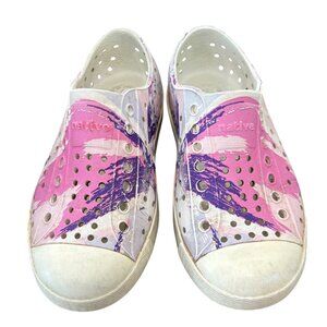 Native Kids Jefferson C10 Slip-On Shoes Purple & Pink Abstract Rubber Sole